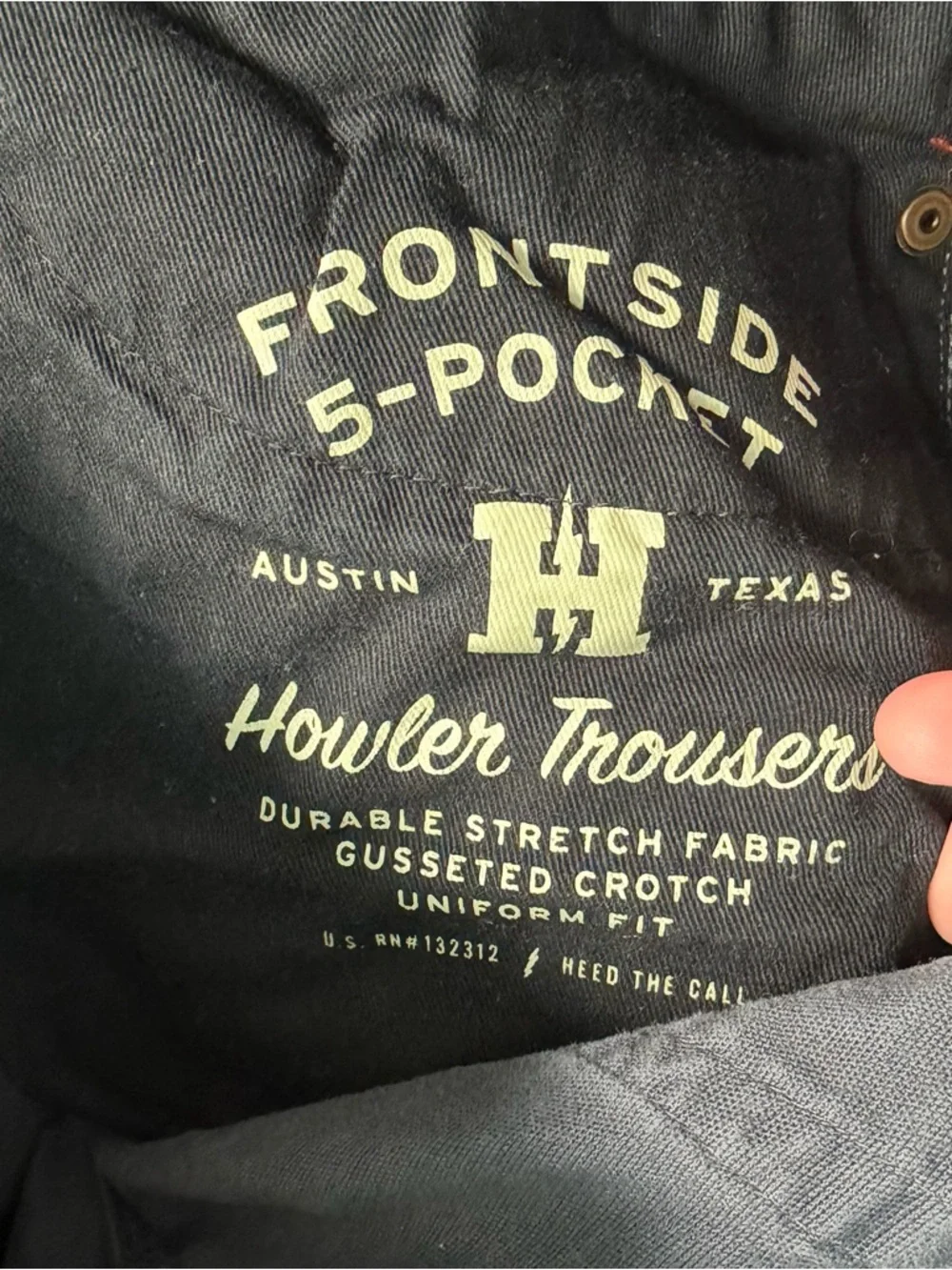 Howler Brothers Pants Men 35x32 (35x29) Frontside 5 Pocket Cordura Canvas Gray